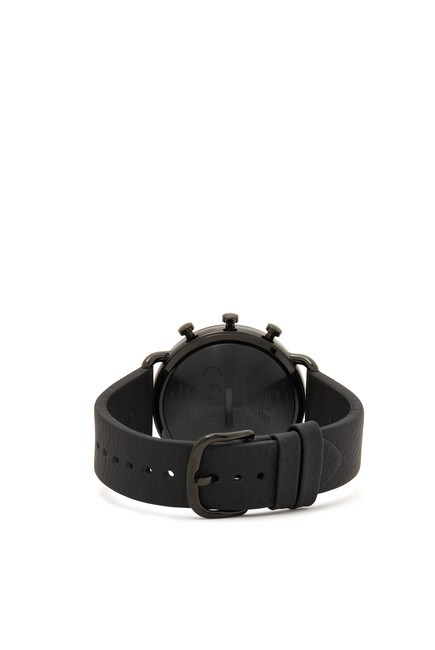 hybrid smartwatch with hammered leather strap